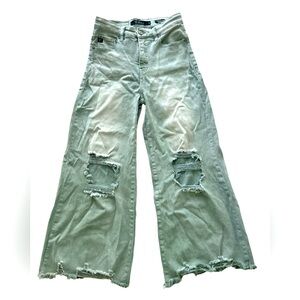 Lucky & Blessed Distressed Crop Flare Fit Jeans